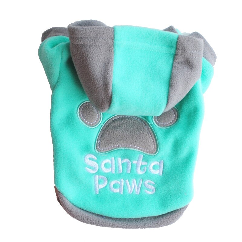 Santa Poten Gedrukt Hond Kleding Voor Kleine Honden Zachte Fleece Puppy Kat Hoodies Jasje Chihuahua Pug Yorkie Kleding outfit