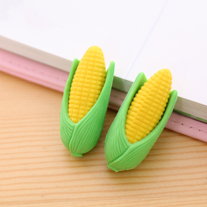 2 Pcs/set Kawaii Cartoon Assembly Corn Shape Mini Eraser Student Rubber Stationery School Office Supplies