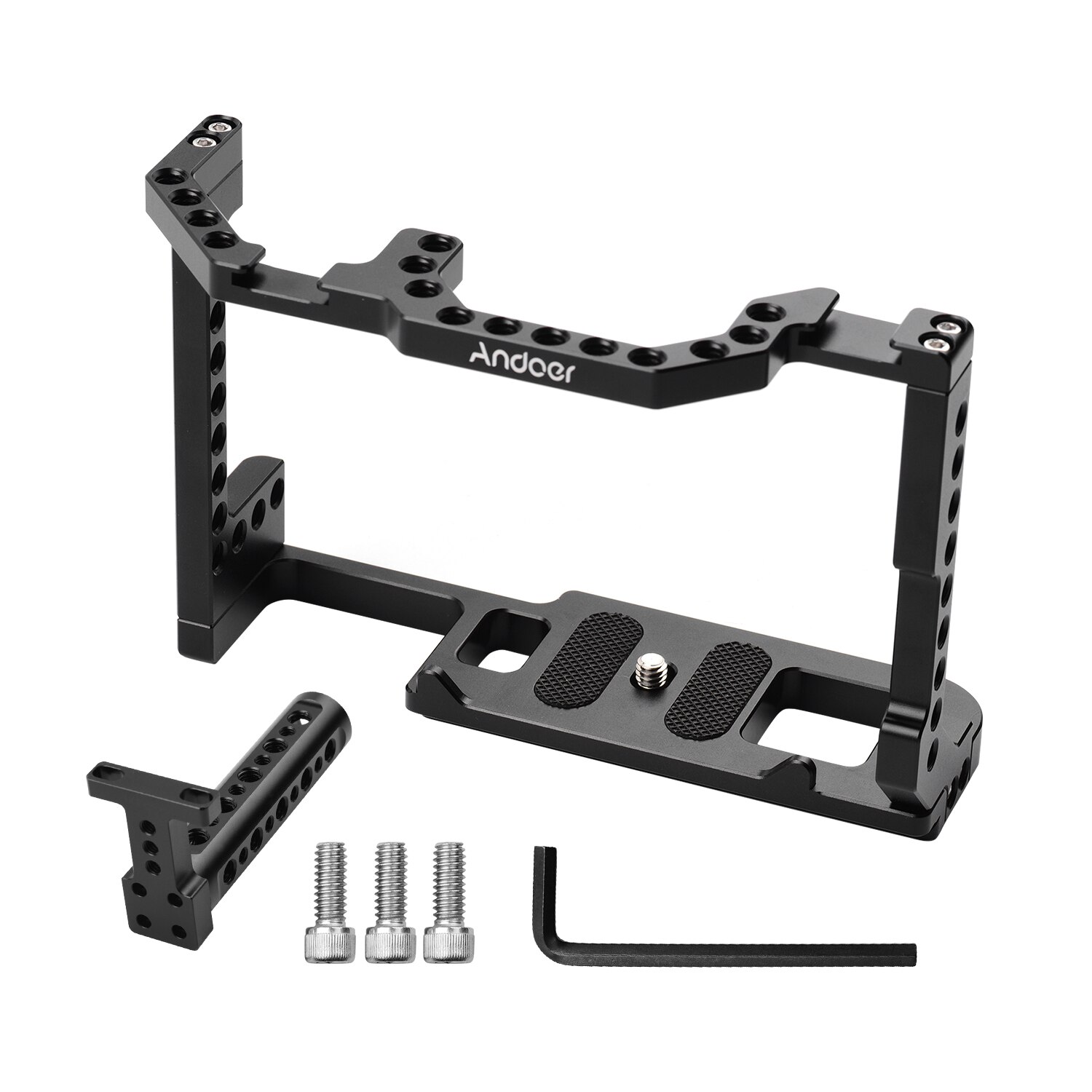 Andoer Camera Cage + Maniglia Superiore In Lega di Alluminio Kit con Dual Fredda Shoe Mount 1/4 "Vite per Canon EOS 90D/80D/70D DSLR Della Macchina Fotografica