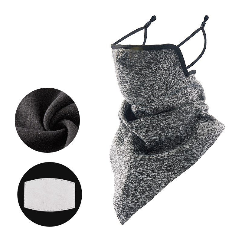 Vinterridning maske vind og kold beskyttelse trekant tørklæde anti-smog tørklæde plus fløjl maske ski varme ansigtsbeskyttelse: Mørkegrå