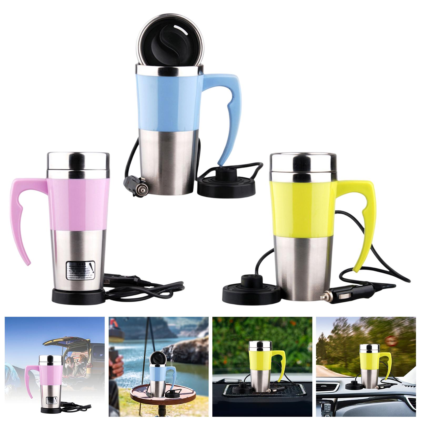 Bouilloire électrique Portable 350ml 12V, en acier inoxydable, pour voiture, chauffe-eau électrique, tasse pour thé, eau chaude, Camping-Car, bateau, lait