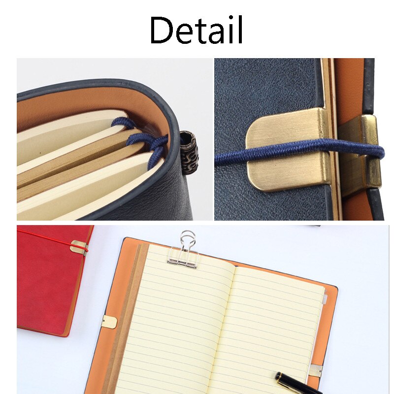 Faux Leather A6 Notebook Loose Leaf Paper Vintage Diary Travel Journal Sketchbook Planner Traveler's Notebooks School Stationery