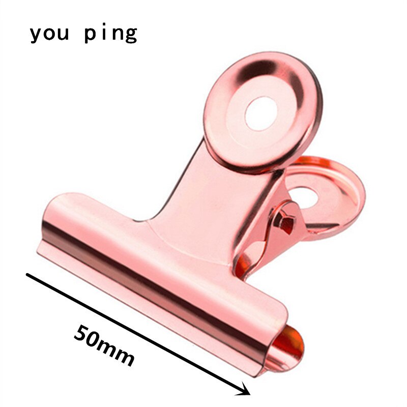 50mm 38mm 31mm 22mm Multicolor Round Metal Clamp Paper Clips Student School Office Supplies: Rose gold -50mm