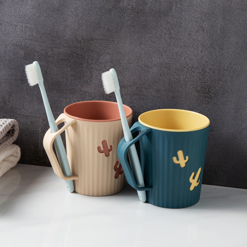 Bathroom Tumblers Cactus Mouthwash Cup Plastic Tooth Mug for Household Water Mug Home Travel Simple Toothbrush Holder