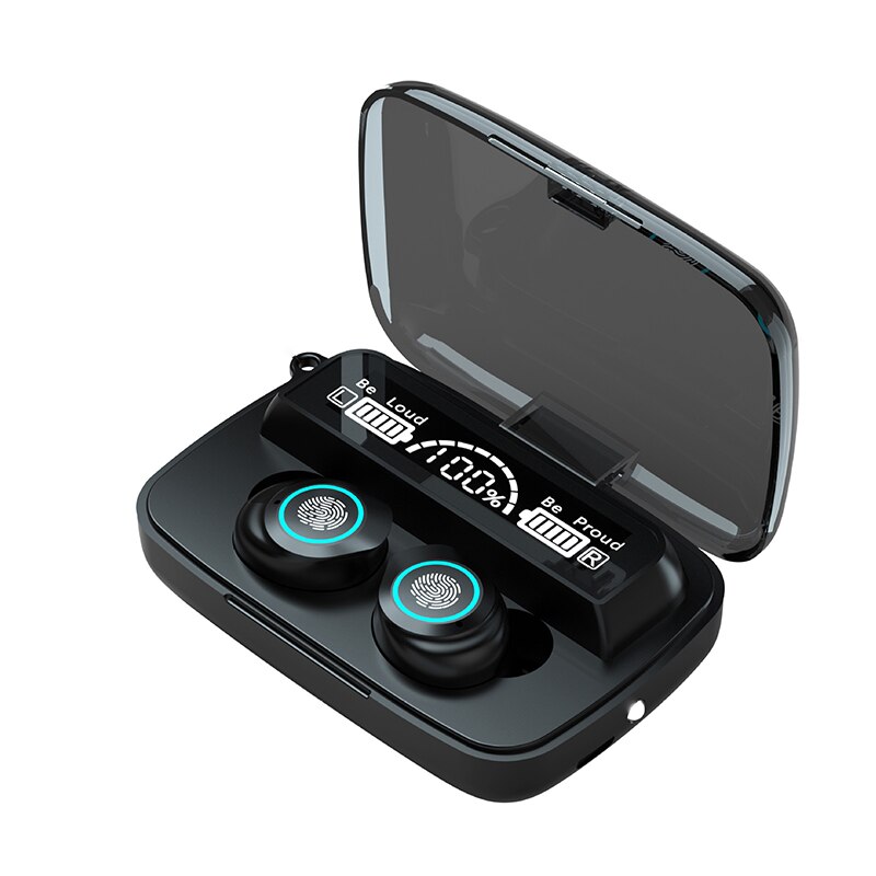 The TWS5.1 Bluetooth wireless headset LED Display Mirror Case Touch Motion Waterproof High Sound Earplug Headset: M17