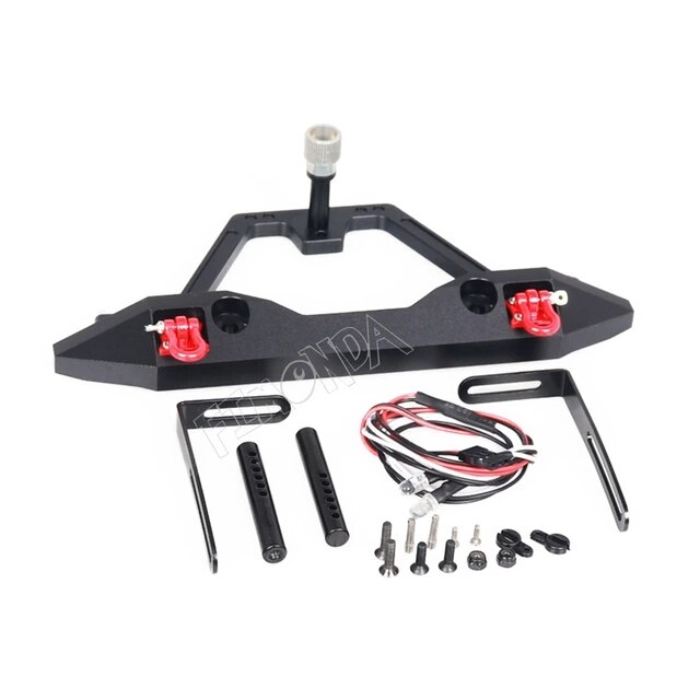 Metalen Stinger Voorbumper Lier Achter Reservewiel Beugel met Licht voor 1/10 RC Crawler Auto TRX4 Axiale SCX10 90046 TF2 CC01 KM2