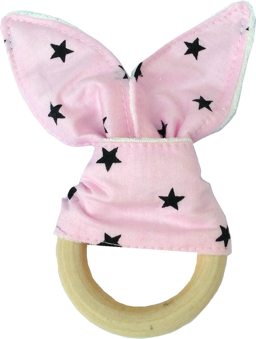 70mm Houten Natuurlijke Bunny Zintuiglijke Baby Tandjes Ringen Met Stof Baby Bijtring Speelgoed Voor Oral Care Dental Care Voor pasgeboren Baby