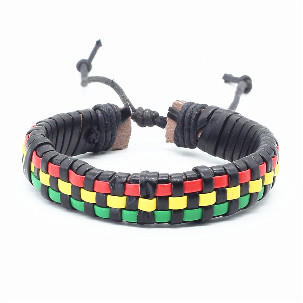 Nowy przyjazd moda na co dzień punk głaz wielobarwność liny tkane splot kobiety skórzane bransoletki mężczyzn kobiet biżuteria męska hurtownie
