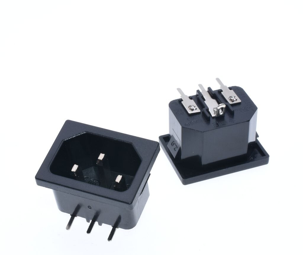 Ce-certificering Iec 60320 C14 Mannelijke Plug Haakse 3 Pins Pcb Panel Power Inlet Socket Connector Ac 250V 10A *