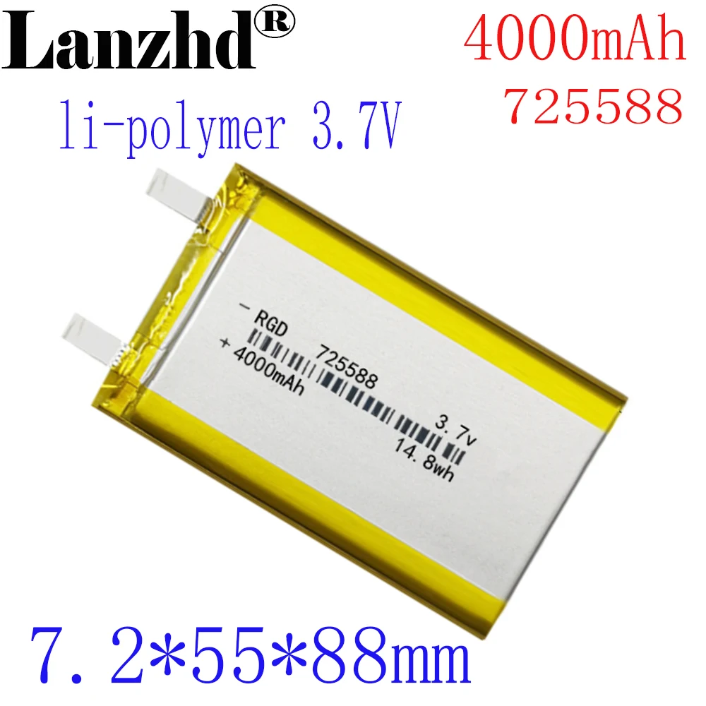 1-12 szt. Akumulatorów Li-po 3,7 V 4000 mAH 725588 Polimerowa bateria litowo-jonowa do tabletu PC BANK GPS mp3 mp4