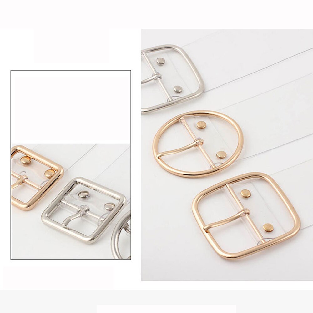 Clear Heart Belt Women Simple Plastic PVC Transparent Dress Belts For Jeans Metal Pin Buckle Trouser Waistband