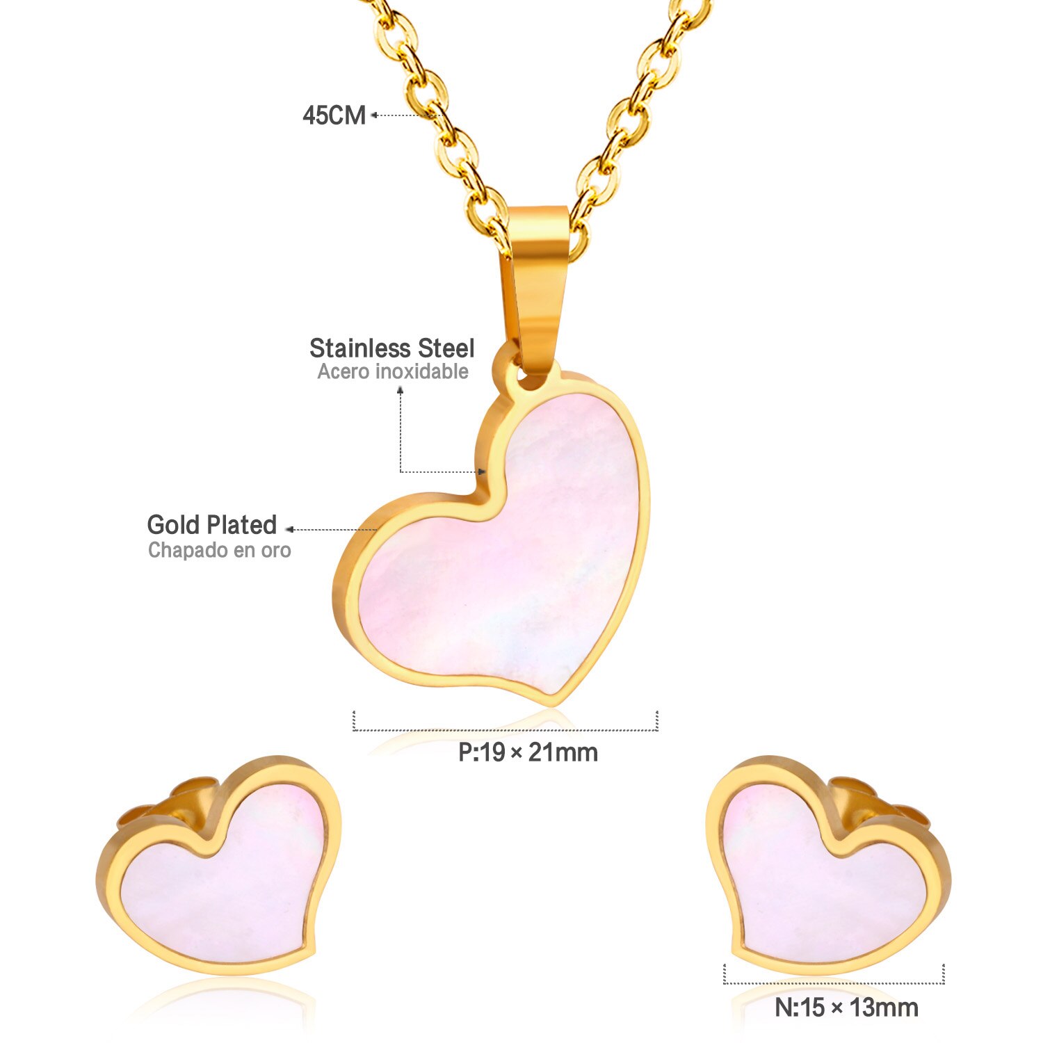 Luxukisskids Hart Sieraden Set Rvs Kettingen Sets Voor Vrouw Hart Choker Ketting Oorbellen Sieraden Sets Bijoux Femme
