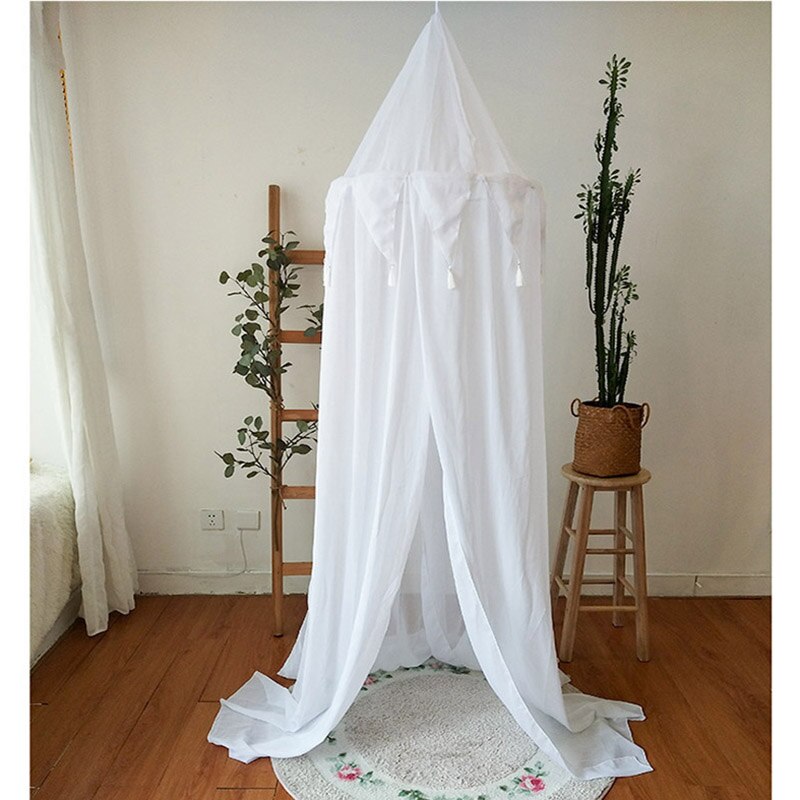 Pink Princess Canopy Bed Curtains Baby Crib Mosquito Net Tent Girls Room Accessories Home Decoration Children Play Tent for Kids: white tent