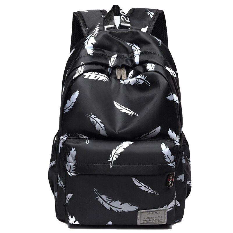 Chuwanglin Rugzakken Voor School Tieners Meisjes Tassen Mode Vrouwen Reizen Rugzak Rugzakken Leuke Animal Print Mannelijke Tas P61005: White feather