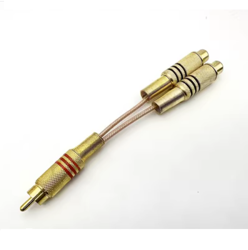 Cable de Audio RCA de 3 vías, 1 macho a 2 hembra, adaptador divisor RCA Y para amplificador de altavoz, sonido RCA a 2X 3X RCA macho hembra: Naranja / 0,2 m