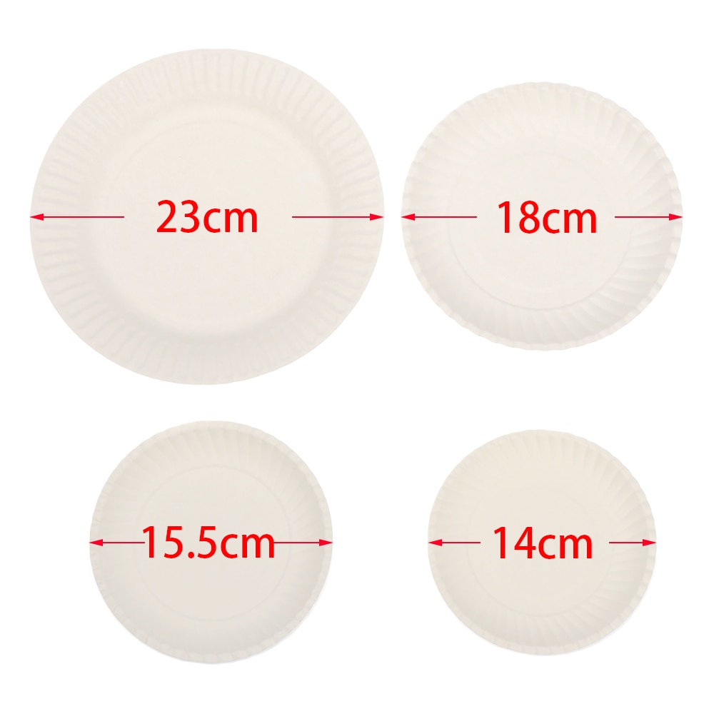 14/15.5/18/23 Cm Wegwerp Borden Wit Papier Disc Kids Verjaardag Platen Baby Shower Wedding Party Cake Pan effen Servies Suppl