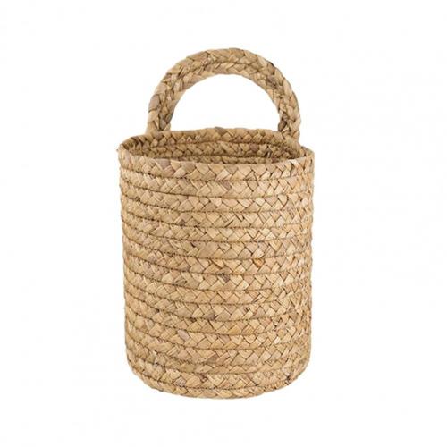 Household Foldable Woven Storage Basket Plant Wicker Hanging Baskets Garden Flower Vase Foldable Flower Pots Storage Basket: Solid Color  S
