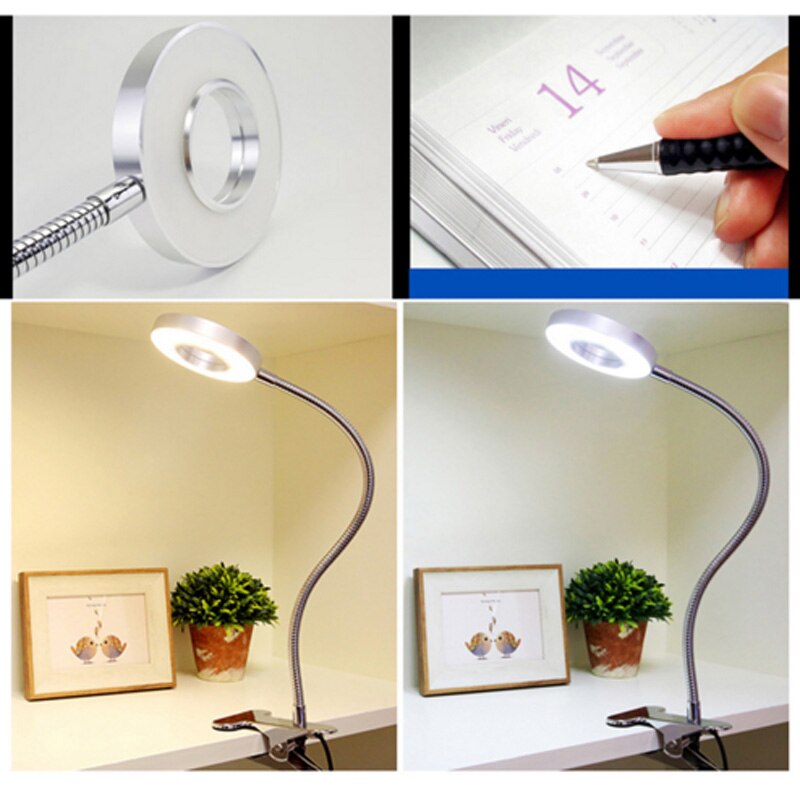 Usb oppladbart ledet-lys klipp-på fleksibel lesesenglampe bord skrivebordslampe bok bordbord sengelampe belysning nattbordsbelysning eu