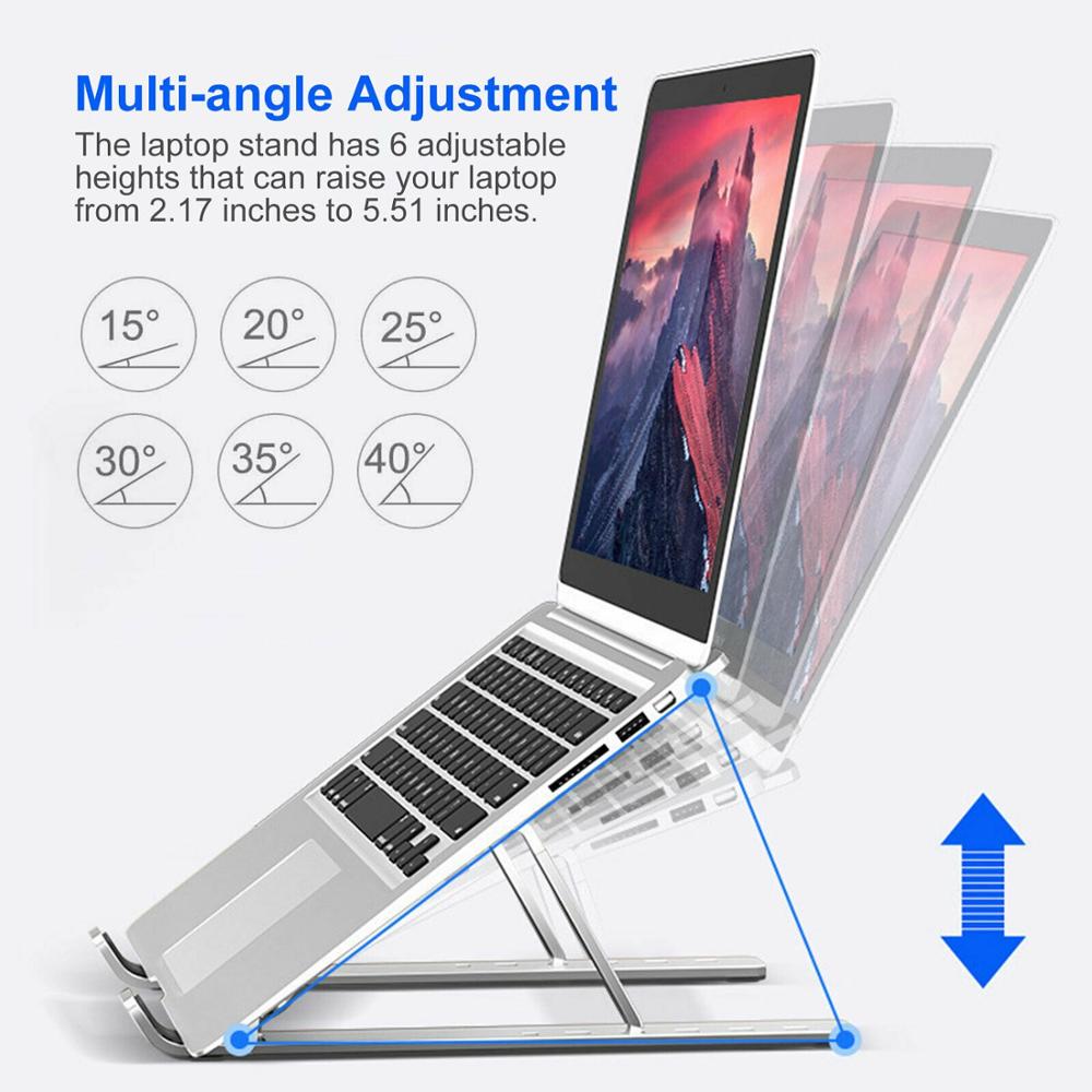 Bærbar Laptop Stand i Aluminium Foldbar - Justerbar Støtte til Macbook Pro, Notebook, Tablet og PC