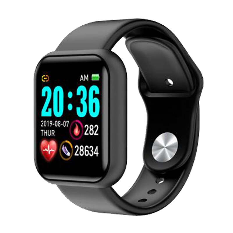 Y68 blåt vandtæt digitale smarte ure mænd kvinder børn smart armbåndsur hr / bp rate smartwatch fitness tracker pk  d20: Y68 sorte