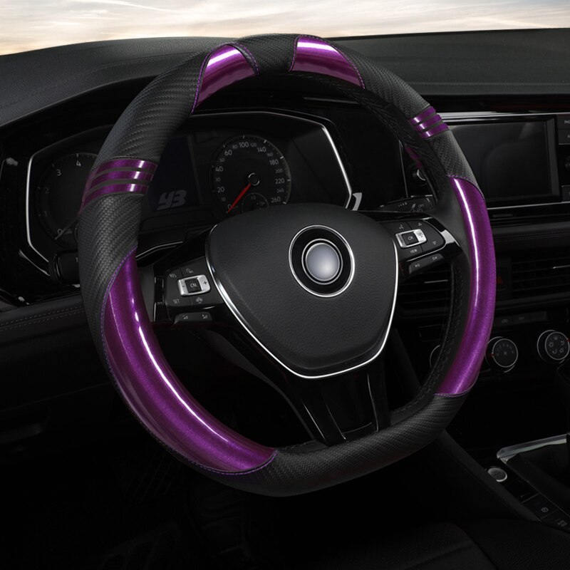 Fundas de volante de coche de cuero ecológico de cobertura completa, Funda de cuero PU para volante de ford ranger s-max smax tourneo connect: Púrpura