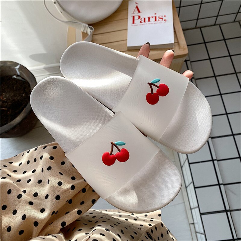 Cartoon pvc dames binnenpantoffels schattige kersenhouten pantoffels zomerslippers damesschoenen strand slippers badkamer slippers  sh380: Duidelijk / 8.5