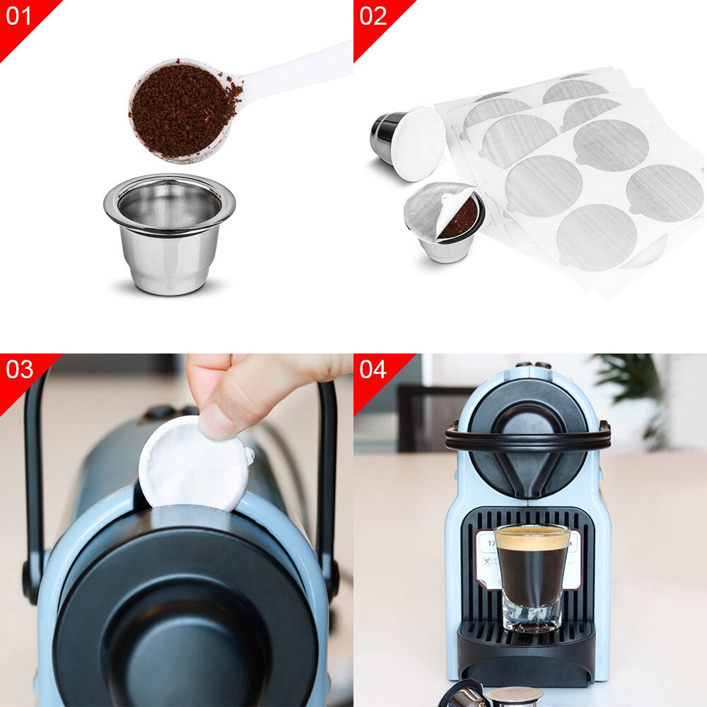 2 Pods 100 Seals Rvs Hervulbare Nespresso Capsule Herbruikbare Nespresso Machine Espresso Koffiezetapparaat Cup Filter