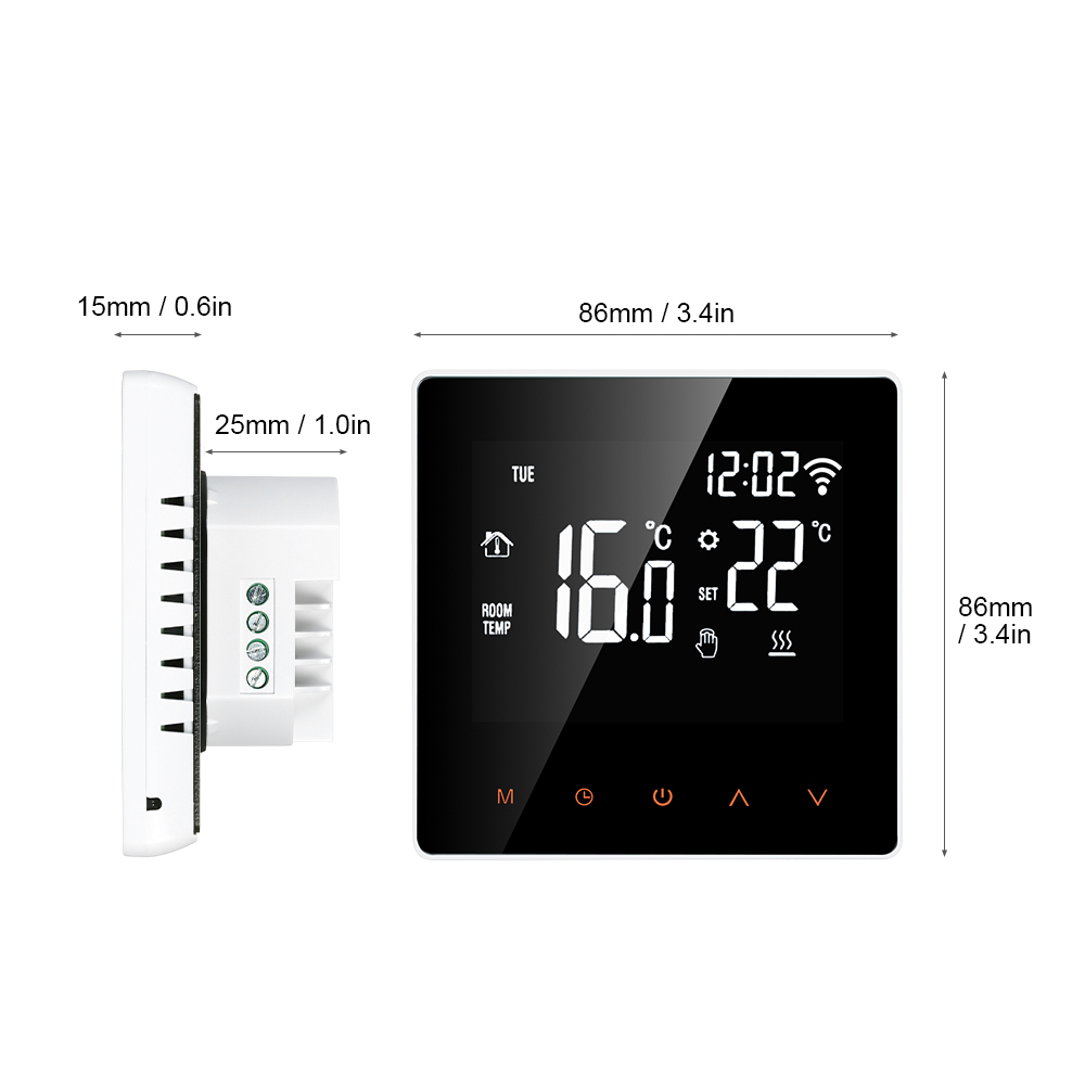 Wi-fi smart termostat digital temperaturregulator tuya app kontrol lcd berøringsskærm uge programmerbar opvarmningstermostat
