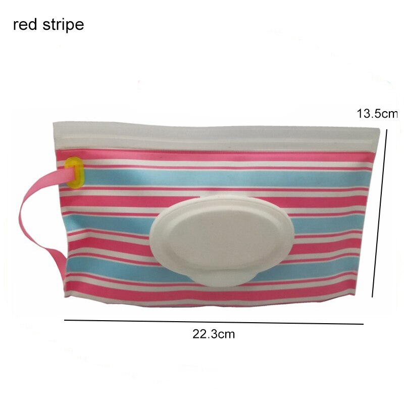 Easy-transport de lingettes, boîte de lingettes pour bébés, sac de lingettes humides, conteneur Portable, pochette de cosmétiques: red stripe