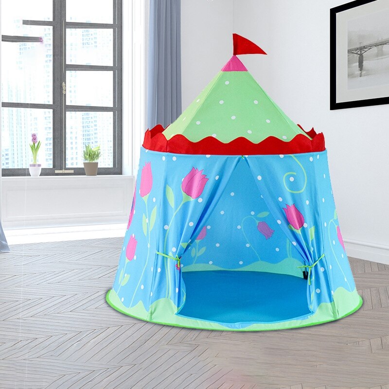 Tente Portable pour enfants, maison, château de princesse, drapeau suspendu, tipi, tente de jeu, d&#39;anniversaire pour bébés: Default Title