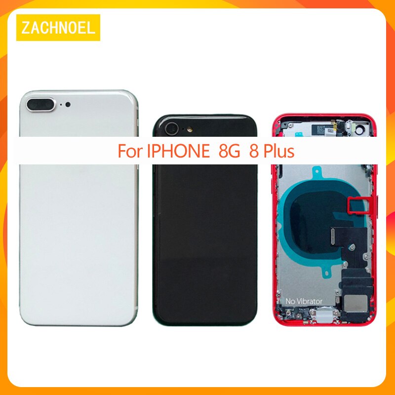 Back Full Housing for iphone 8 8Plus Plus Back Battery Cover Door Middle Frame Chassis + Glass with Flex Cable Parts Assembly