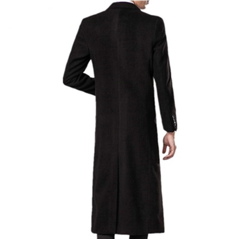 Men Wool Blends Coats Autumn Winter Solid Color Men's Long Wool Coats Black Luxurious Wool Blends Coat Male