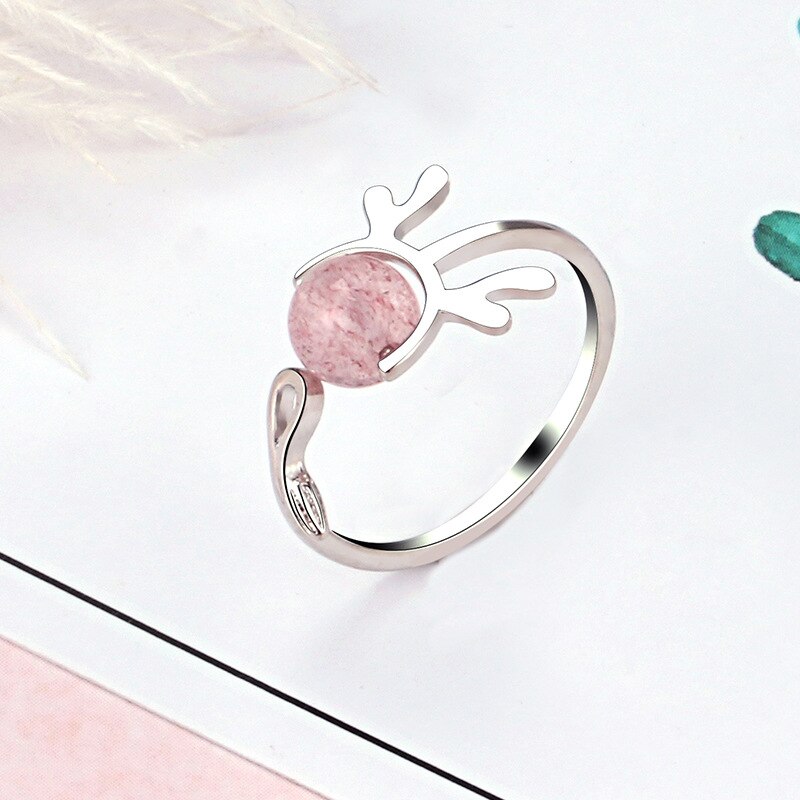Deer Elk Ring Silver Color Cute Antler Crystal Zirconia Christmas Party Rings Accessories anillos: Style 1