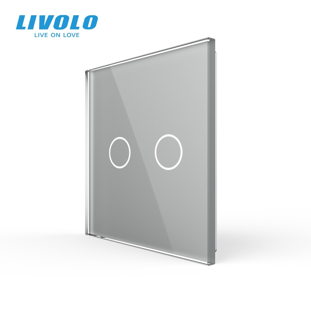 Livolo luxo branco pérola vidro de cristal, padrão da ue, único painel de vidro para 2 gang interruptor de toque parede, VL-C7-C2-11 (4 cores): Grey