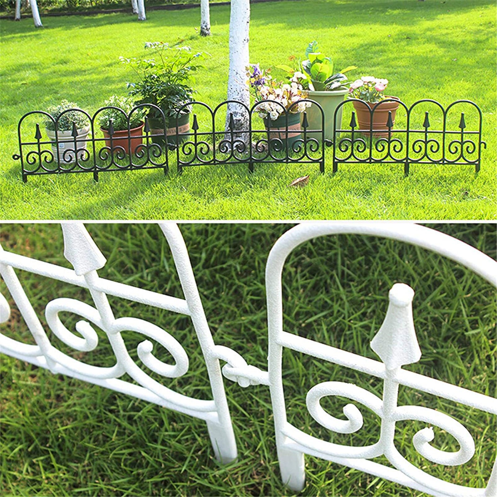 5 PCs Insert Type Plastic Garden Fence with Buckle European Style Removable Flower Bed Fencing Barrier