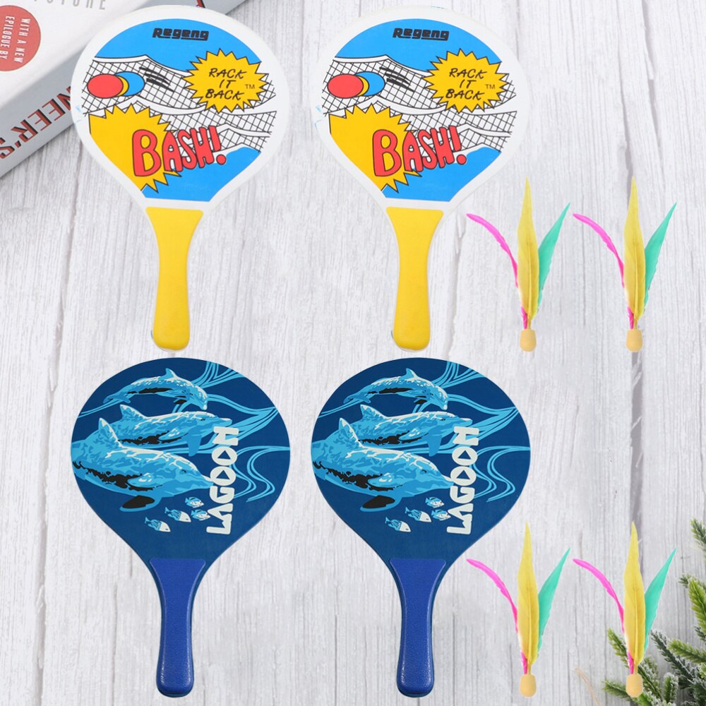 2Set of Board Badminton Racket Beach Racket Seven Layers High-grade Poplar Wood Table Tennis Racket(Random Style): Default Title