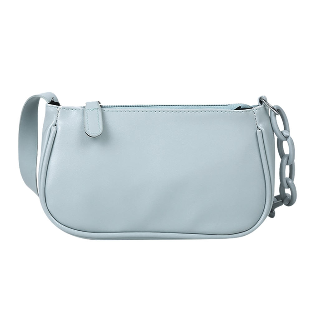 Chic femmes chaîne sous les bras sacs à bandoulière Texture classique solide fourre-tout décontractés petits sacs à main: Bleu