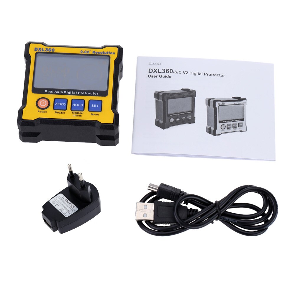 50-60Hz Protractor Dual Level Gauge Angle Protractor with Magnetic Base LED Display Axis Digital Angle Protractor: DXL360 EU