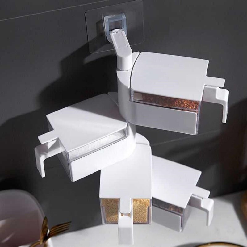 Krydderier opbevaringsbokse vægmonteret roterende krydderkrukke krydderier opbevaring køkken organisation værktøj organisator boks tilbehør