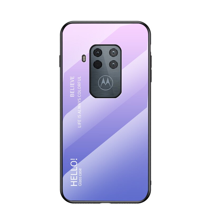 Oudini til motorola moto one zoom cover gradient glas kuffert til moto one zoom cover: Plnk lilla