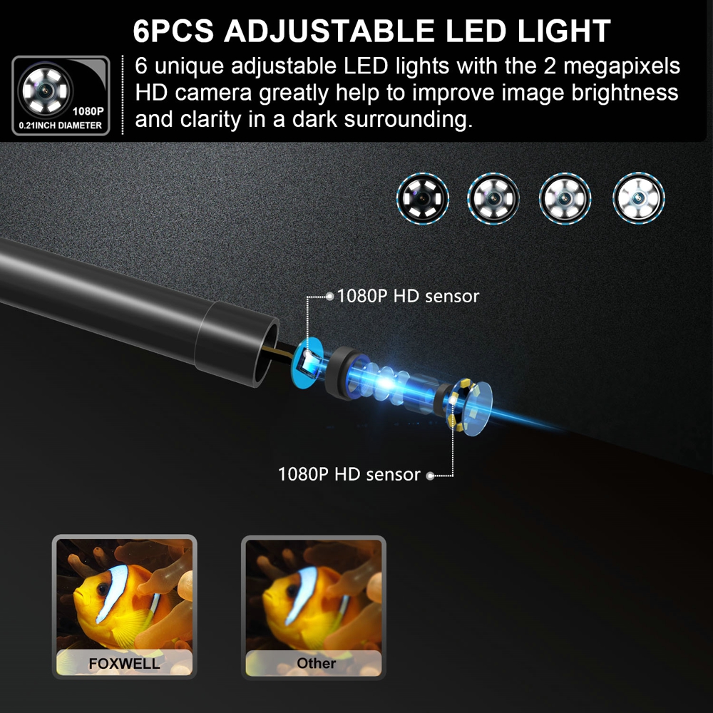 Foxwell Wifi Endoscoop Inspectie 1080P Hd Waterdichte Draadloze 5.5Mm Borescope Camera Auto Diagnostic Tools Voor Android Pc Ios