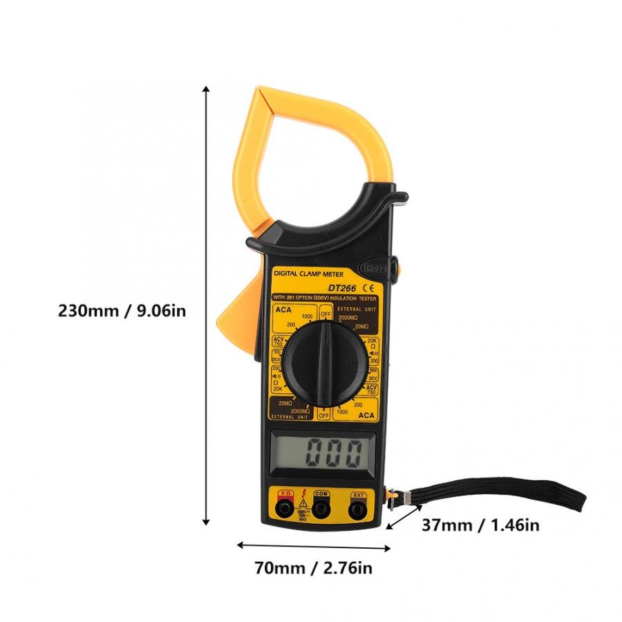 Digital Clamp Meter DT266 Digital Clamp Multimeter 1999 Counts AC DC Volt Resistance Tester Clamp Multimeter