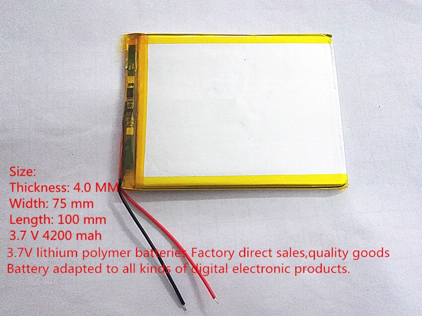 1 stks/partij 3.7 V hoge capaciteit lithium polymeer batterij, 4075100, 4200 mah zon N70 7 inch tablet batterij