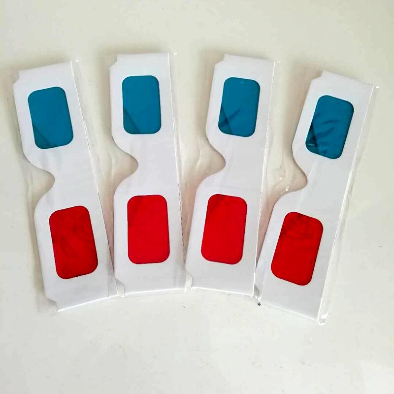 Gafas 3D universales de papel Anaglyph, gafas 3D Rojas/azules para películas y vídeos EF