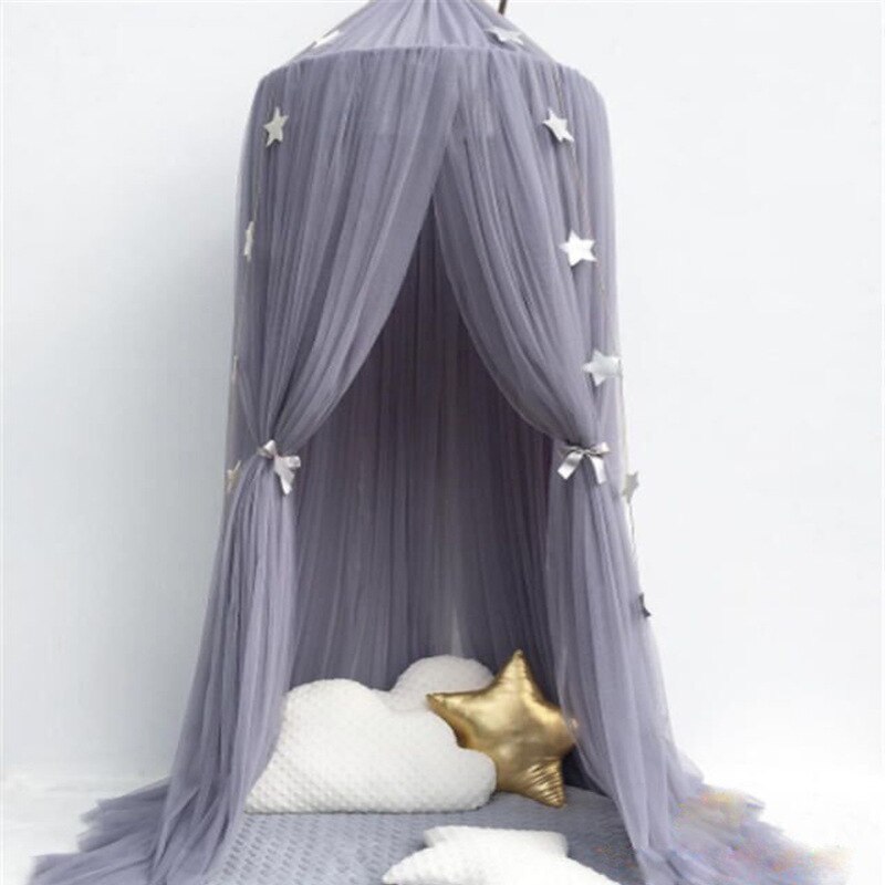 Børneseng myggenet hængende telt baldakin sengetæppe net gardiner baldakin børn kuppeltelt hjemindretning baby værelse dekoration: Mørkegrå baldakin