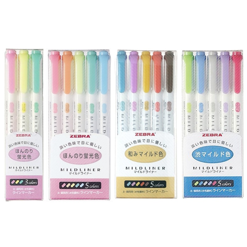 3/5pcs japanese stationery highlighter pen mild liner Double Headed Fluorescent Pen Drawing Marker Pens Zebra Mildliner scribble
