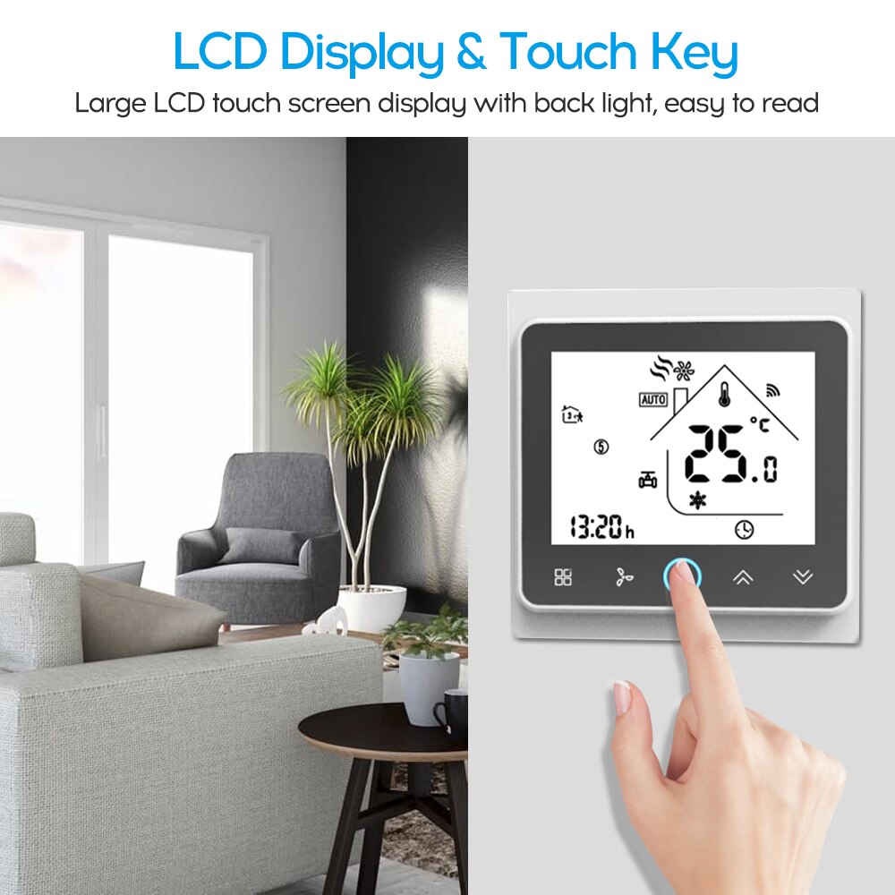 WiFi Smart Thermostat Voice Intelligent Room Thermostat LCD Digital Programmable Temperature Controller for Air Conditioner