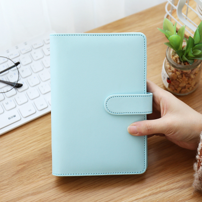 JIANWU Macarons PU liant A5 A6 cahier Journal livre de Calendrier planificateur journal feuilles mobiles liant mignon fournitures Scolaires: blue No inner pages / A6