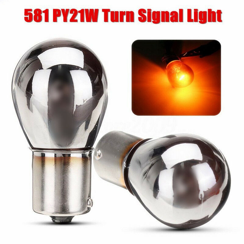 581 PY21W S25 BAU15s Zilver/Chrome Amber Glas 12V21W Auto Staart Lamp Stop Indicator Bulb