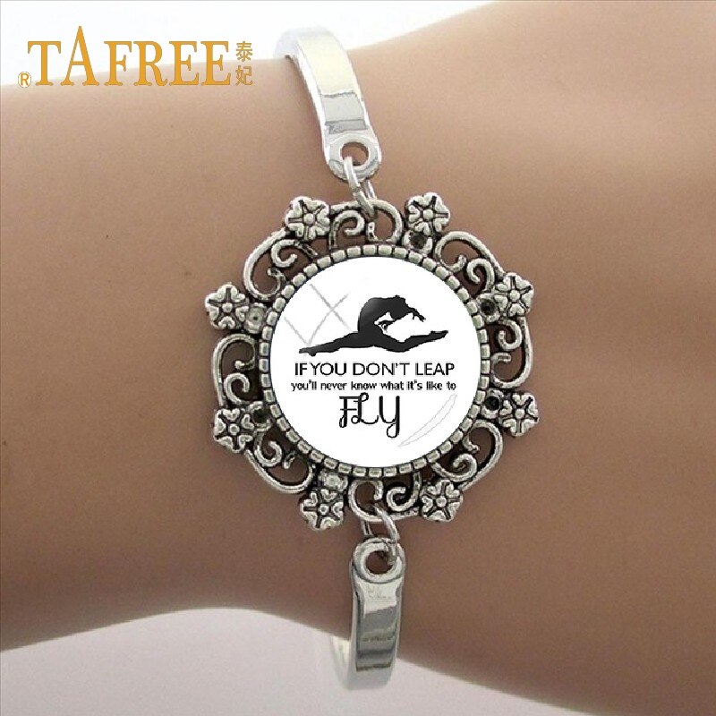 TAFREE Good bracelet Lace like gymnastics art photo Glass Dome Bracelet sport Charm Women's GY020